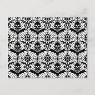 Halloween Damask Vykort