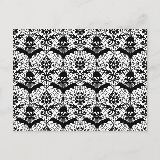Halloween Damask Vykort (Framsida)