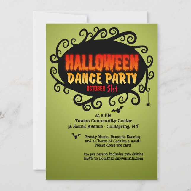 Halloween Dance Party-inbjudan Inbjudningar (Framsida)