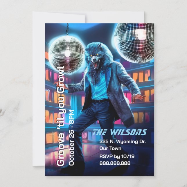 Halloween Dance Party, inbjudan till Disco Wolfman (Framsida)