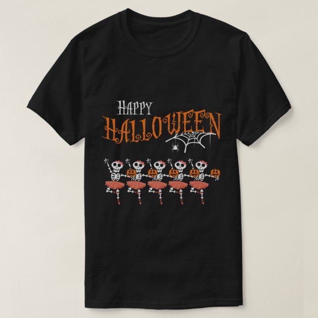 Halloween Dancing Ballet Skeleton Ballerina Costum T Shirt (Design framsida)