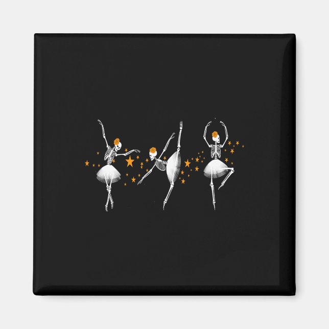 Halloween Dancing Skeleton Ballerina Ballet Women Magnet (Framsidan)