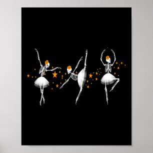 Halloween Dancing Skeleton Ballerina Ballet Women Poster