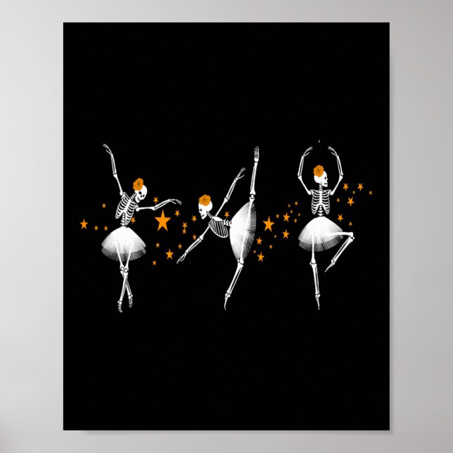 Halloween Dancing Skeleton Ballerina Ballet Women Poster (Framsidan)