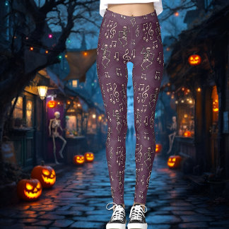 Halloween Dancing Skeleton Musik noter Leggings