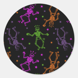 Halloween Dancing Skeletons Runt Klistermärke