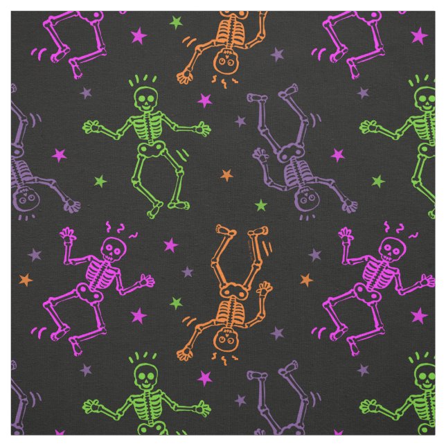 Halloween Dancing Skeletons Tyg (Provkarta)