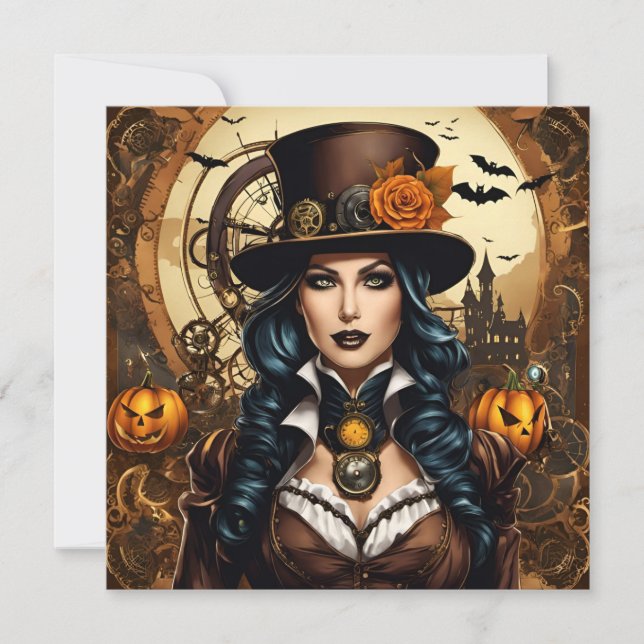 Halloween dans le style steampunk inbjudningar (Framsida)