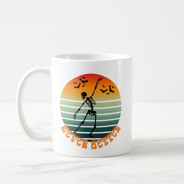Halloween dansande skelett aldrig bättre solnedgån kaffemugg (Vänster)