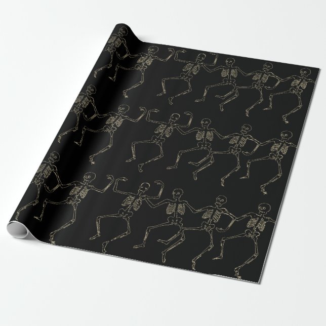 Halloween Dansande Skelett Presentpapper (Utrullad)