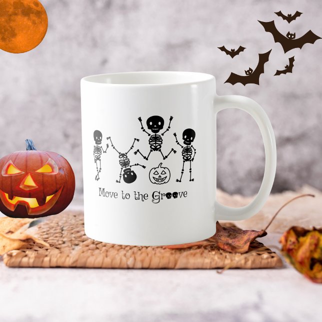 Halloween Dansande Skelett Rör Sig Mot Rytmen Kaffemugg (Skapare uppladdad)