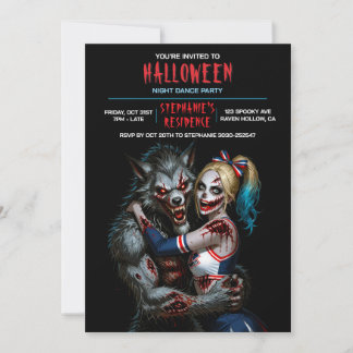 Halloween Dansfest Zombie Varulv Skräck Inbjudningar