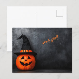 Halloween Dare ska Skrämma Pumpkin Vykort