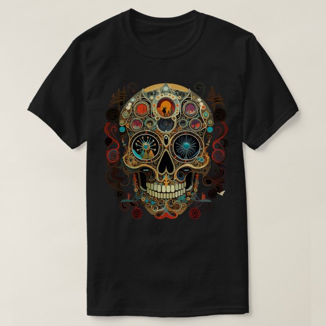 Halloween Day of the dead Boho Sugar Skull T Shirt (Design framsida)