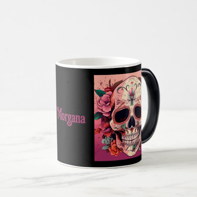 Halloween, Day of the dead, redigerbar Magisk Mugg (Framsida höger)
