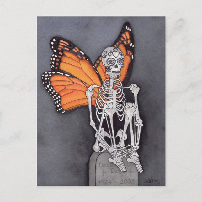 Halloween Day of the dead Skeleton Vykort (Framsida)