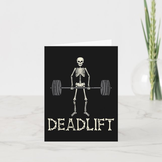 Halloween Deadlift Skeleton Gym Workout Costume Me Kort (Framsida)