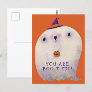 Halloween Decor Bus eller godis Cute Spooky Ghost Vykort