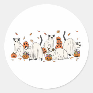 Halloween-dekal med spökkatten runt klistermärke