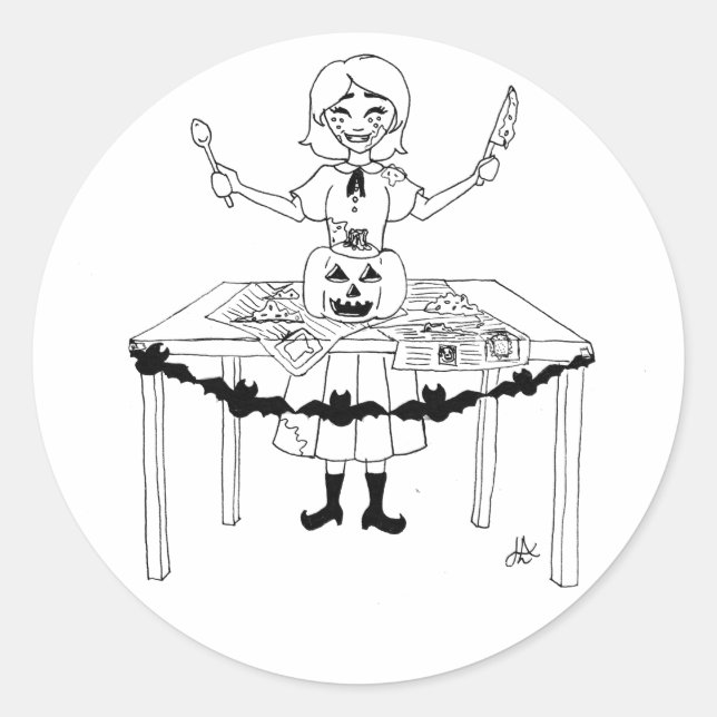 Halloween-dekal Runt Klistermärke (Framsida)