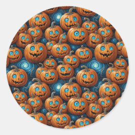 Halloween-dekor-pumpaklistermärken Runt Klistermärke