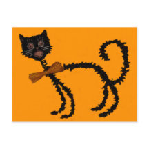 Halloween-dekoration i form av svart kattrig fjäde
