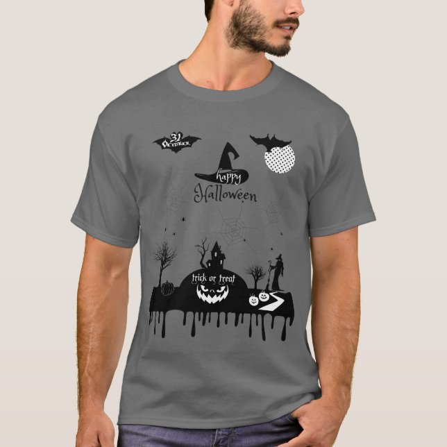 Halloween Dekoration Treat eller Trick Monster T Shirt (Framsida)
