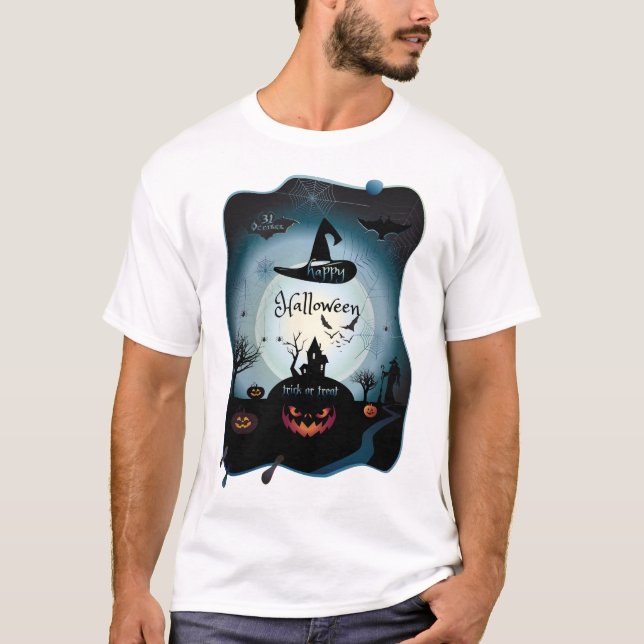 Halloween Dekoration Treat eller Trick Monster T Shirt (Framsida)