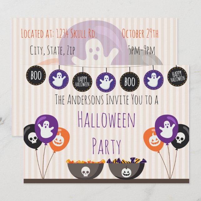 Halloween-Dekorationer Inbjudningar (Fram/baksida)