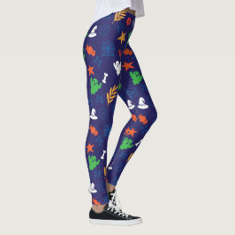 Halloween-Dekorationer på Royal Blue Leggings