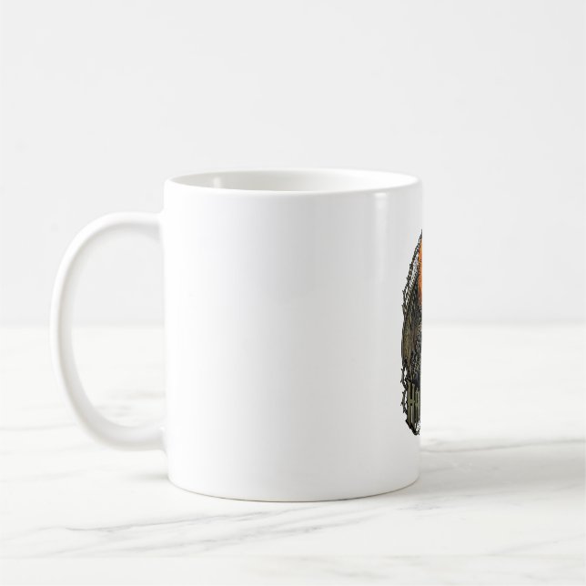 Halloween Demon Nunna Kronvingar Orange Måne_1 Kaffemugg (Vänster)