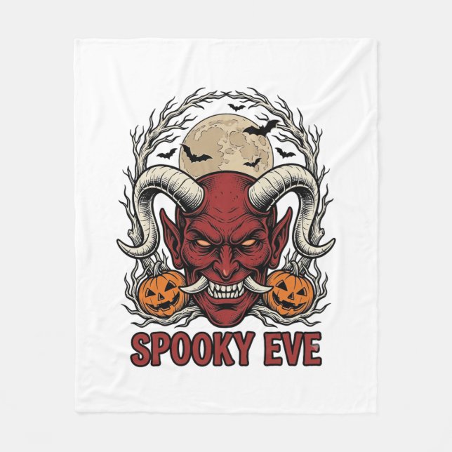 Halloween-Demon-Shirt med Vintage-graverad Pumpa Fleecefilt (Framsidan)