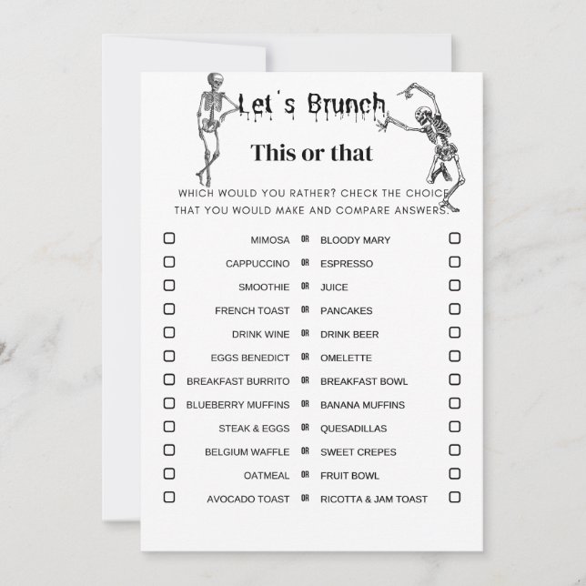 Halloween den här eller den där Brunch Party-match Inbjudningar (Framsida)