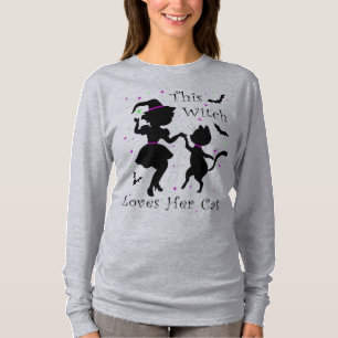 Halloween den här häxan Kärlek hennes katt T-Sh T Shirt