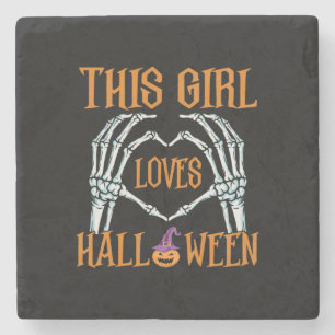 Halloween Denna flicka Kärlek Halloweens Birthday Stenunderlägg