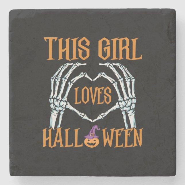 Halloween Denna flicka Kärlek Halloweens Birthday Stenunderlägg (Framsidan)
