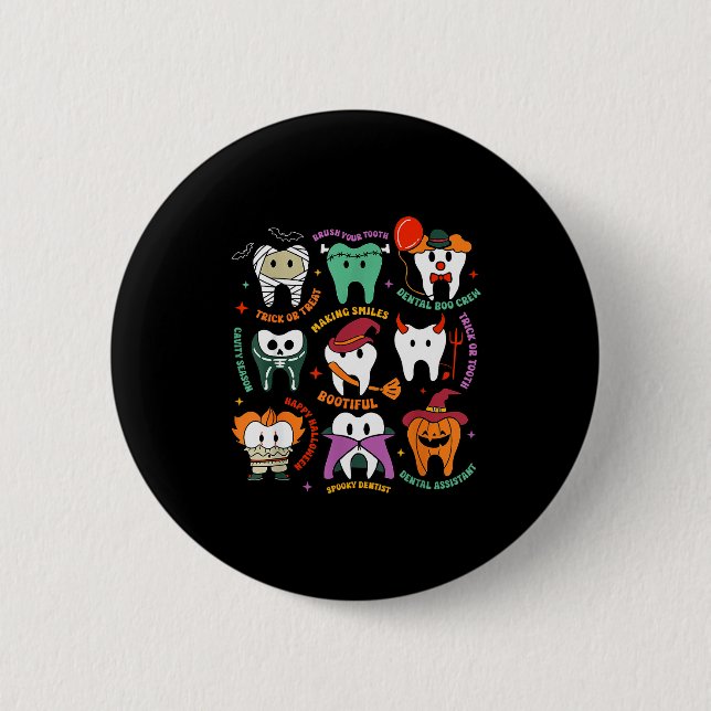 Halloween Dental Boo Crew Dentist Costume Teeth Wo Knapp (Framsida)