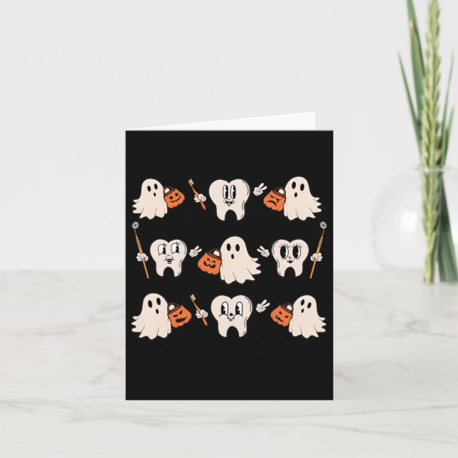 Halloween Dentist Dental Hygienist Teeth Ghost Pum Kort (Framsida)