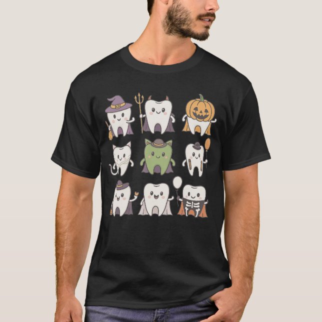 Halloween Dentist Witcheeth Dental Crew Costume Me T Shirt (Framsida)