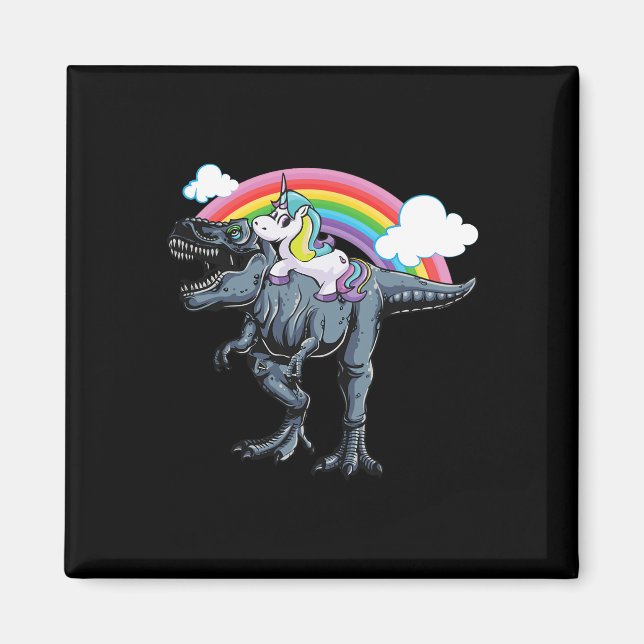 Halloween-design för barn enhörning ridande dinosa magnet (Framsidan)