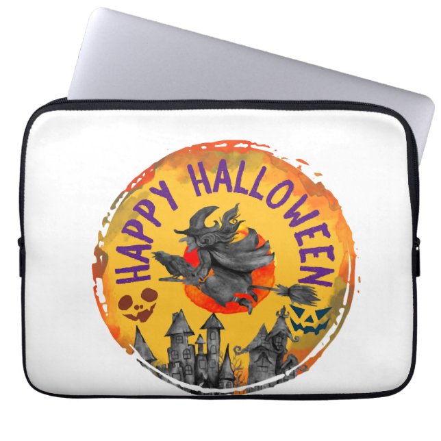 Halloween-design Glad Halloween Häxa Laptop Fodral (Framsidan)