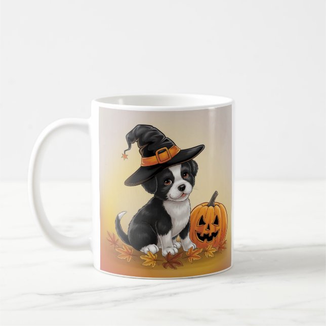 Halloween-design med pumpahund sötnos  kaffemugg (Vänster)
