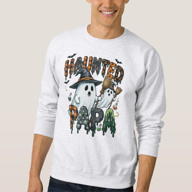 Halloween-design med spökpappa lång ärmad tröja (Framsida)