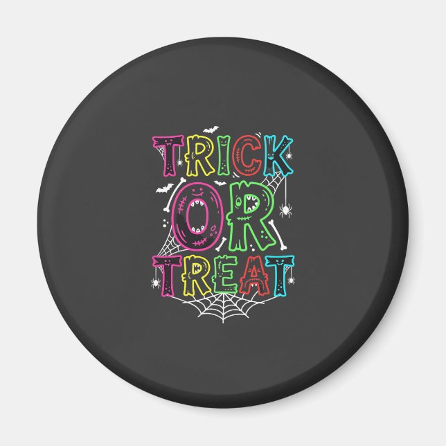 Halloween design med trick or treat spindelnät_1 magnet (Framsidan)