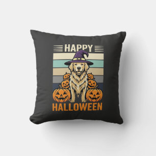 Halloween-design med vintage pumpa för Golden Retr Kudde