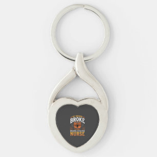 Halloween dialys sjuksköterska kvast sönder design twisted heart silverfärgad nyckelring
