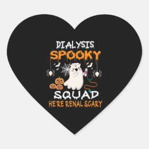 Halloween Dialysis Tech Ghost Nurse Halloween Kidn Hjärtformat Klistermärke