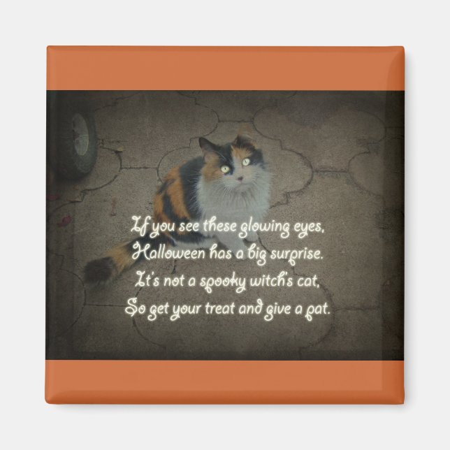 Halloween Dikt - Calico Cat Magnet (Framsidan)