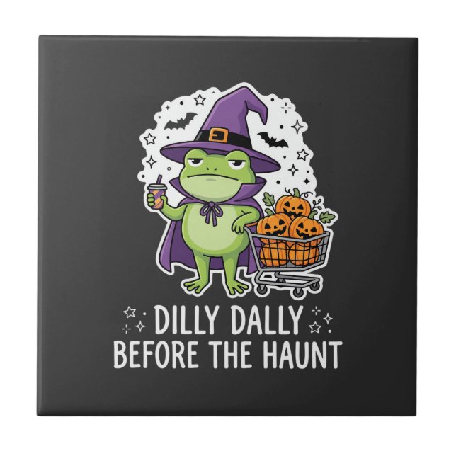 Halloween Dilla Dalla Groda Häxa Pumpa Kärra Kakelplatta (Framsidan)