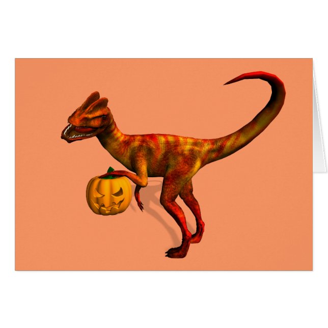 Halloween Dilofosaurus Hälsningskort (Framsidan Horizontal)